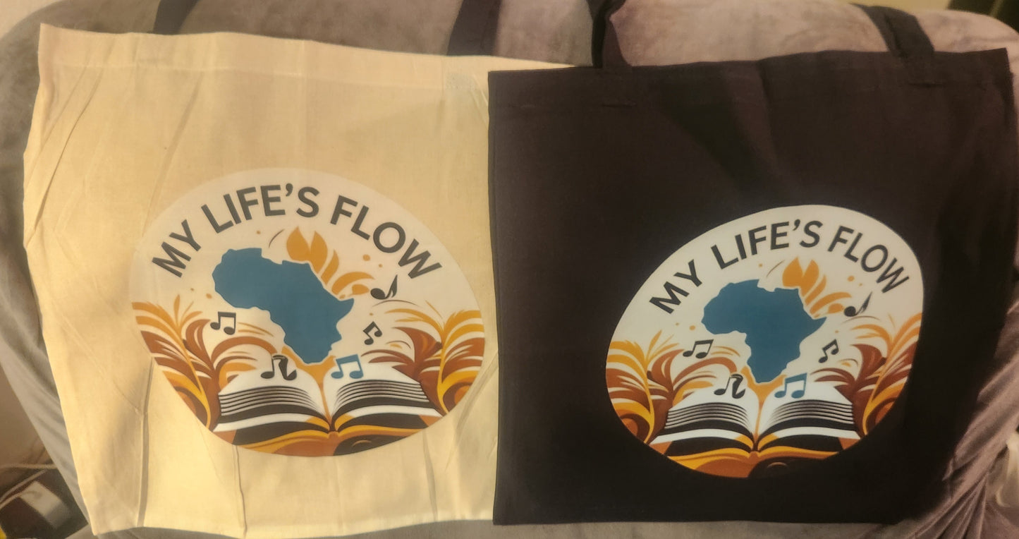 My Life's Flow 15x16in Tote in Black or Canvas