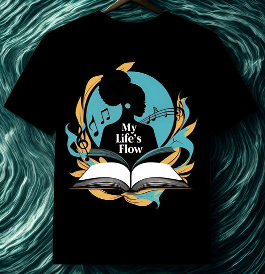 T-Shirt Flow 11 Features An African American Woman With Her Book Open