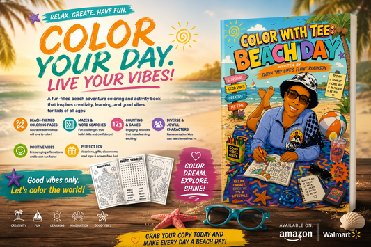 Color With Tee: Beach Day 🌞⛱️ 🌊 Book+Crayons