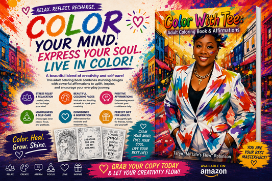 Color With Tee: Adult Coloring Book & Affirmations 🌟💝🌟Book+Crayons