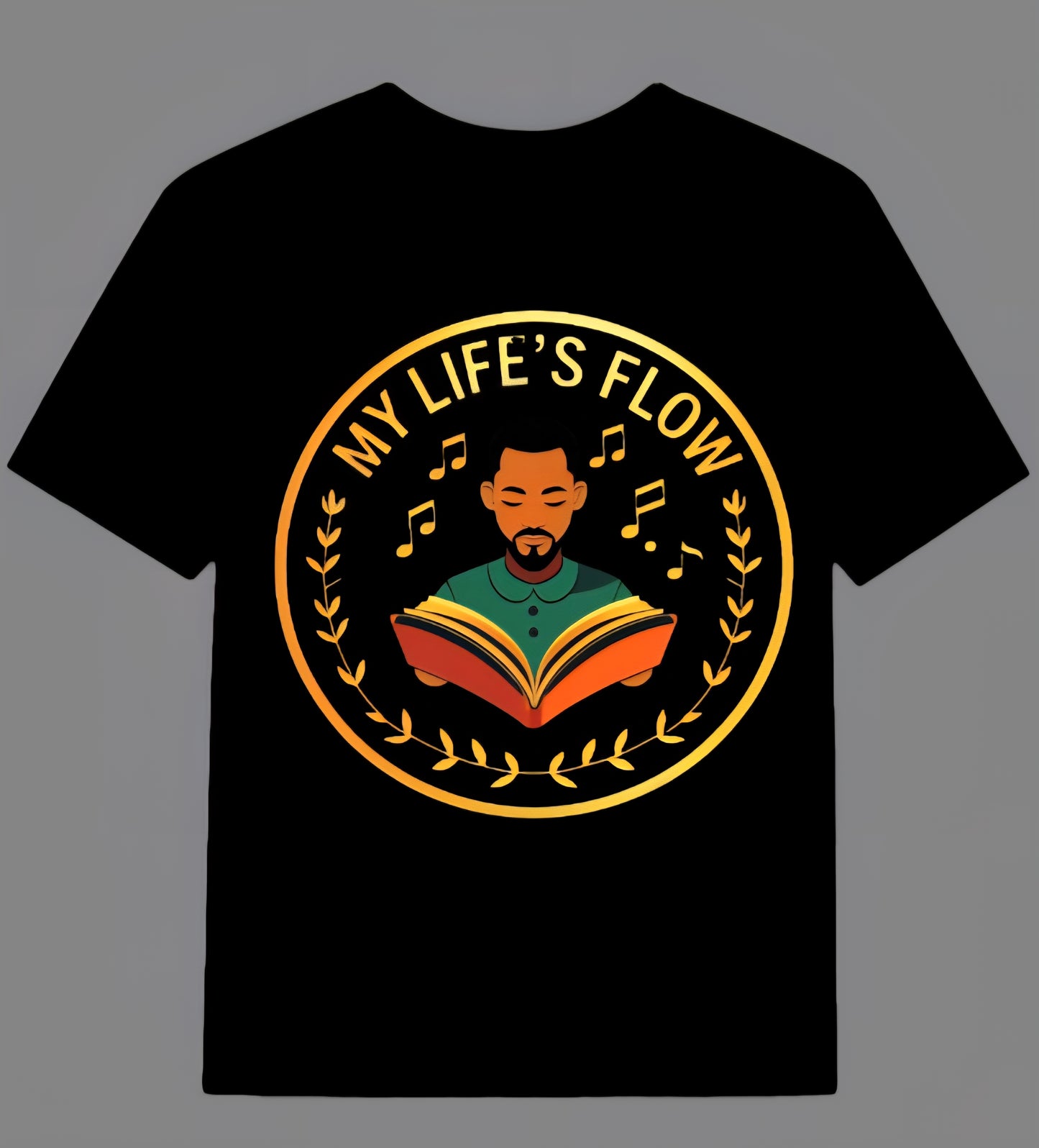 Knowledge T-Shirt Flow Features An African American Male With His Book Open And Music Flowing