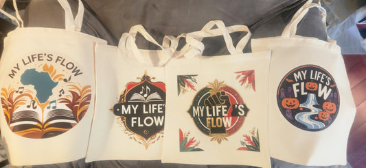 My Life's Flow 15x16in Tote in Black or Canvas