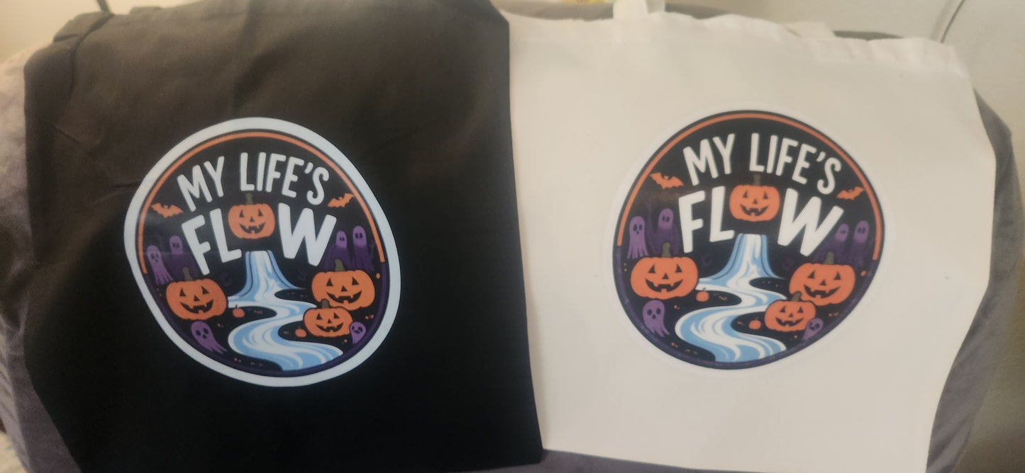 My Life's Flow 15x16in Tote in Black or Canvas