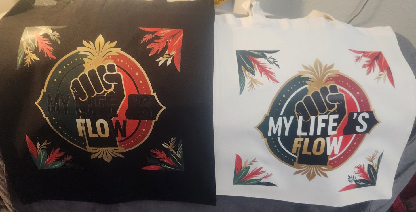 My Life's Flow 15x16in Tote in Black or Canvas