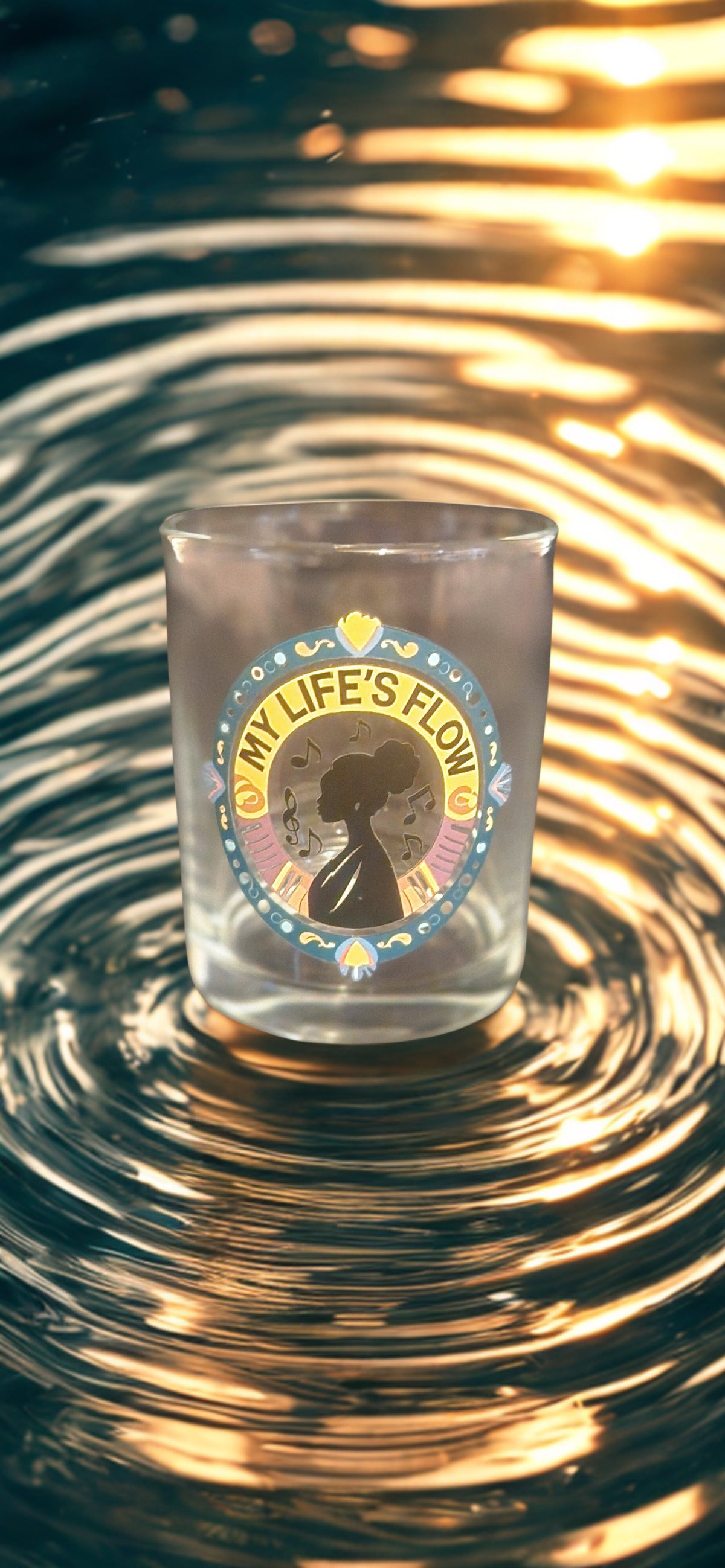 Premium Whiskey Glass 1pc w/Giftbox Flow 6 Features An African American Woman Surrounded by Music