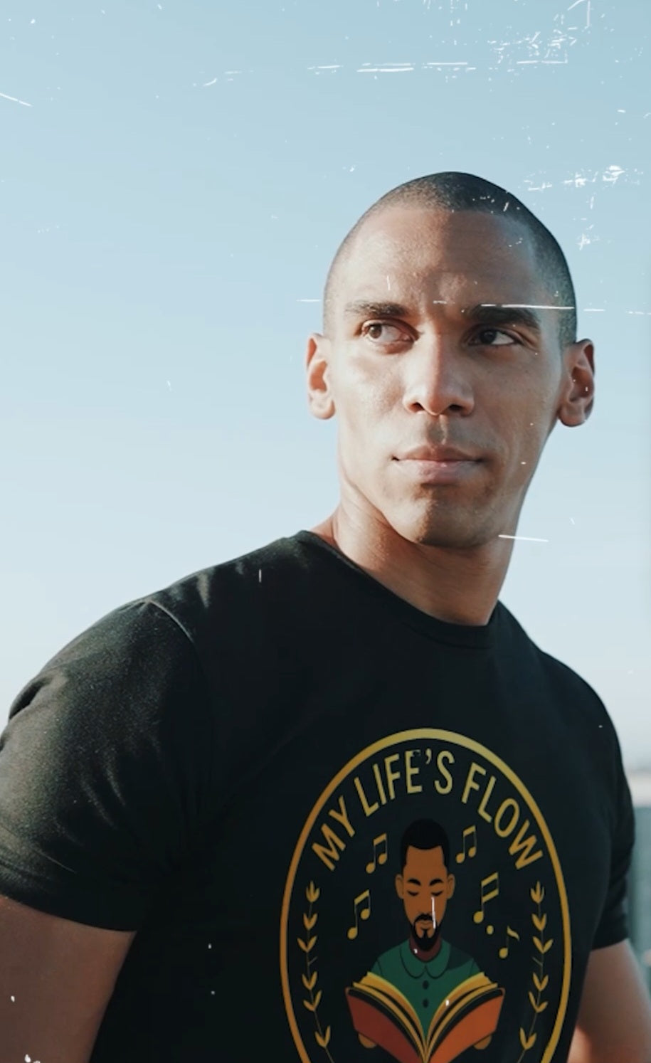 Knowledge T-Shirt Flow  Features An African American Male With His Book Open And Music Flowing