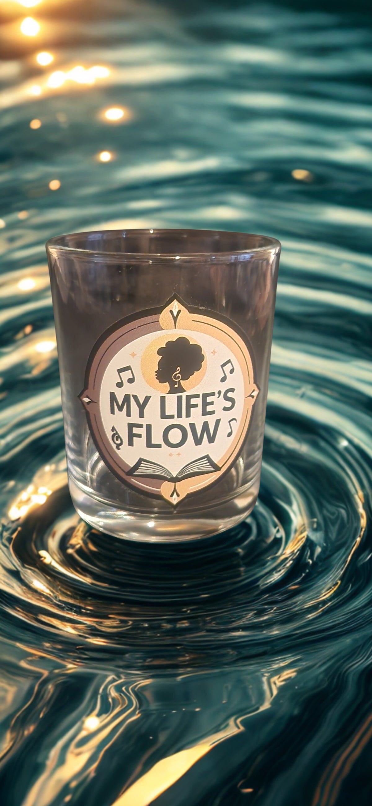 Premium Whiskey Glass 1pc w/Giftbox Flow 7 Features A Smaller Version of An African American Woman Surrounded by Music