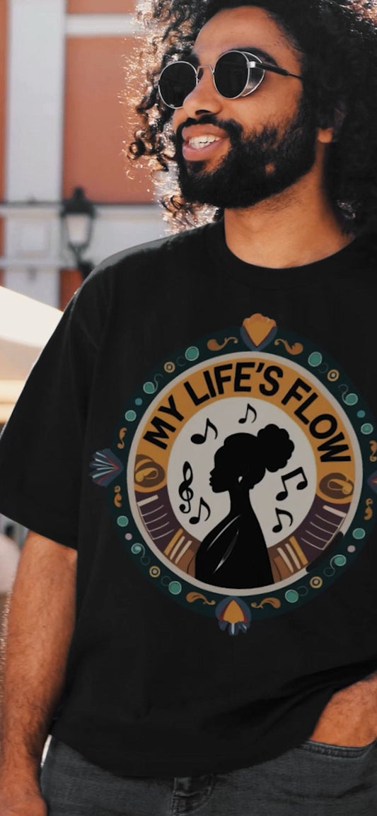T-Shirt Flow 12 Features an African American Woman Listening to Music