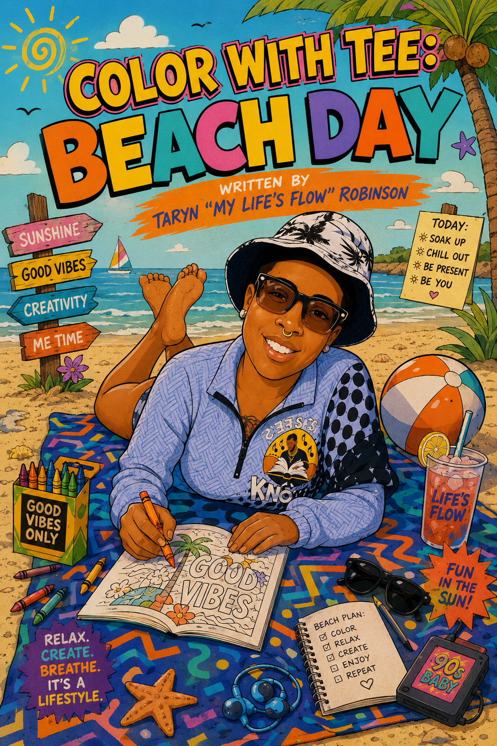 Color With Tee: Beach Day 🌞⛱️ 🌊 +Crayons